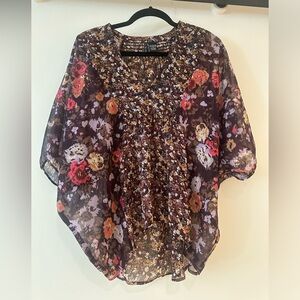 FIRE Los Angeles Floral Sheer Blouse